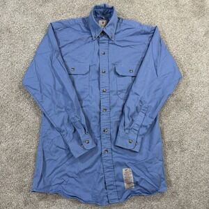 Tyndale Flame Resistant Work‎ Shirt S Blue HRC 2 FR Arc Rated Made USA Utility